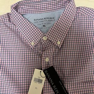 Banana Republic Luxe Stretch Poplin Slim Fit Button Down